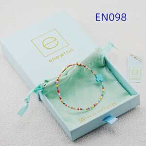 Enewton Colorful Glass Tube Bead Blue Cross Bracelet